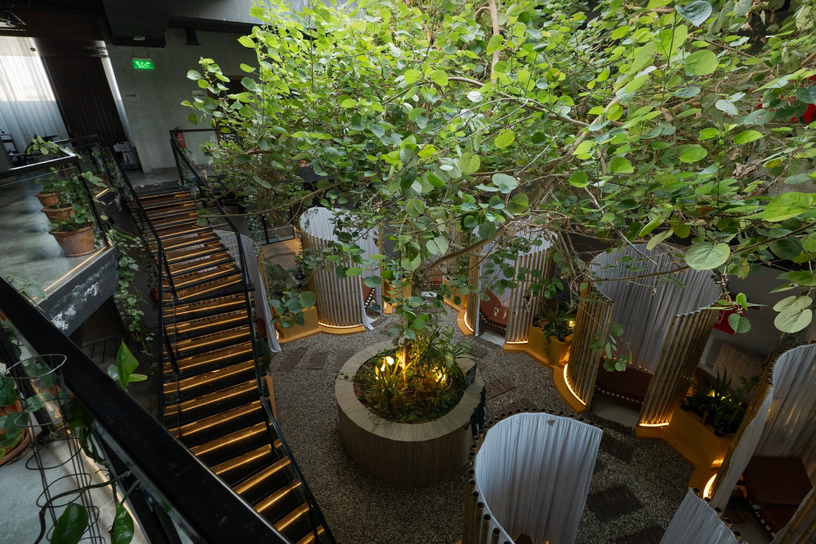 Bamboo treatment bays at Aurora Spa